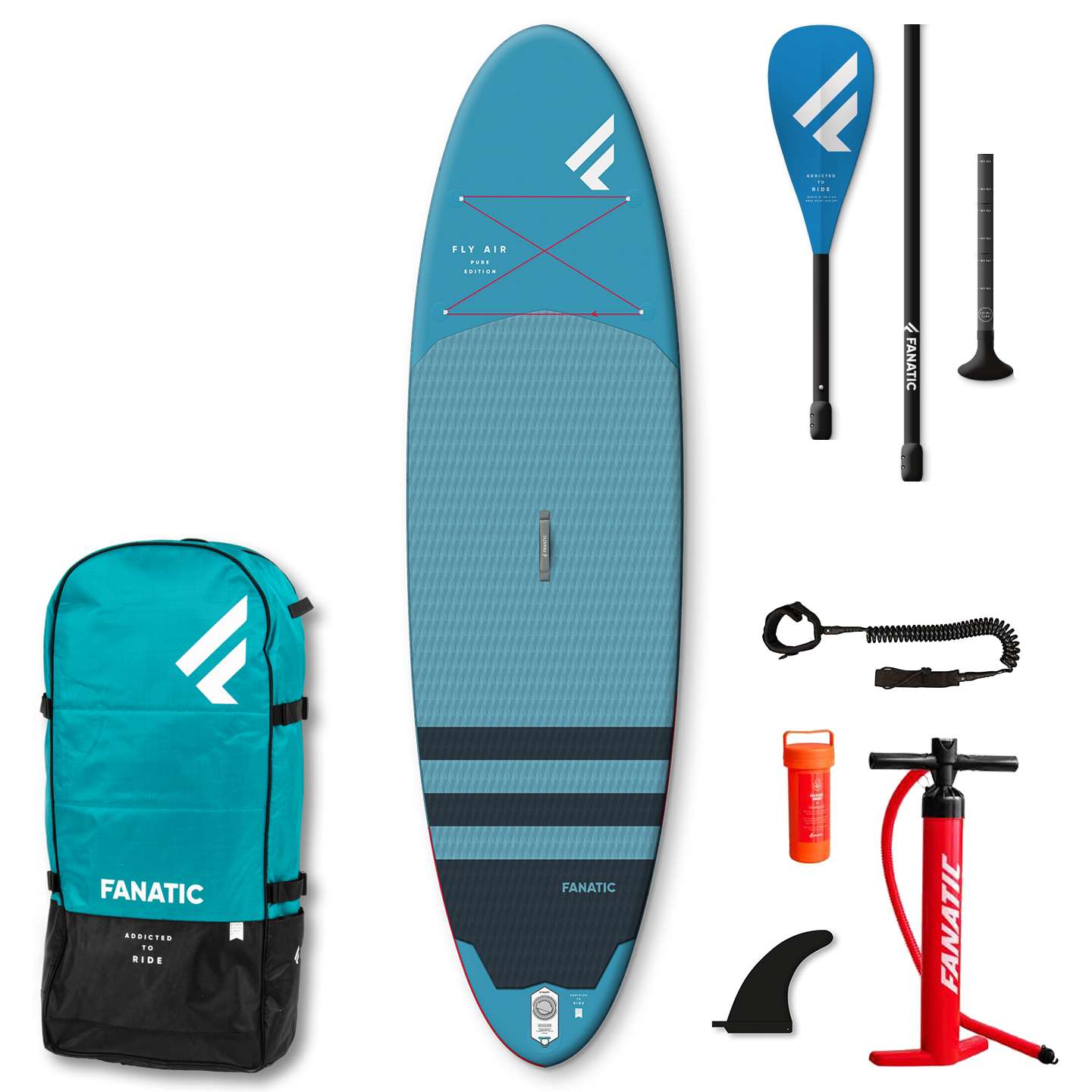 Fanatic Fly Air Pure inflatable SUP 10.4 Stand up Paddle Board mit Pure Paddel 3 