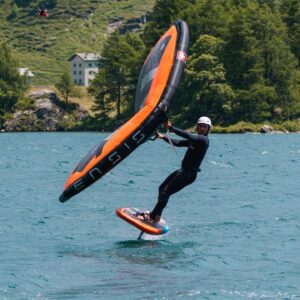 Ensis Rock N Roll Carbon Foilboard V2 foilboard bottom view showing hull shape, rails and foil track boxes