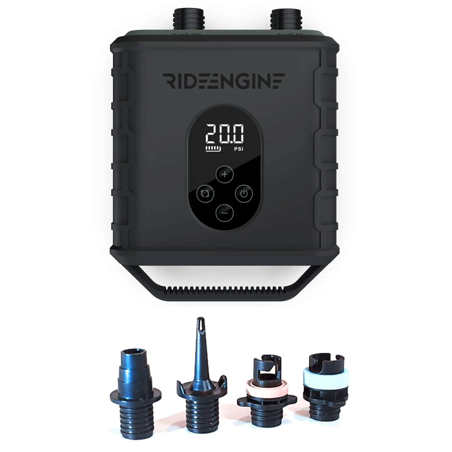 Ride Engine Air Box Electric Pump hose and nozzle detail showing compact pump controls and accessories