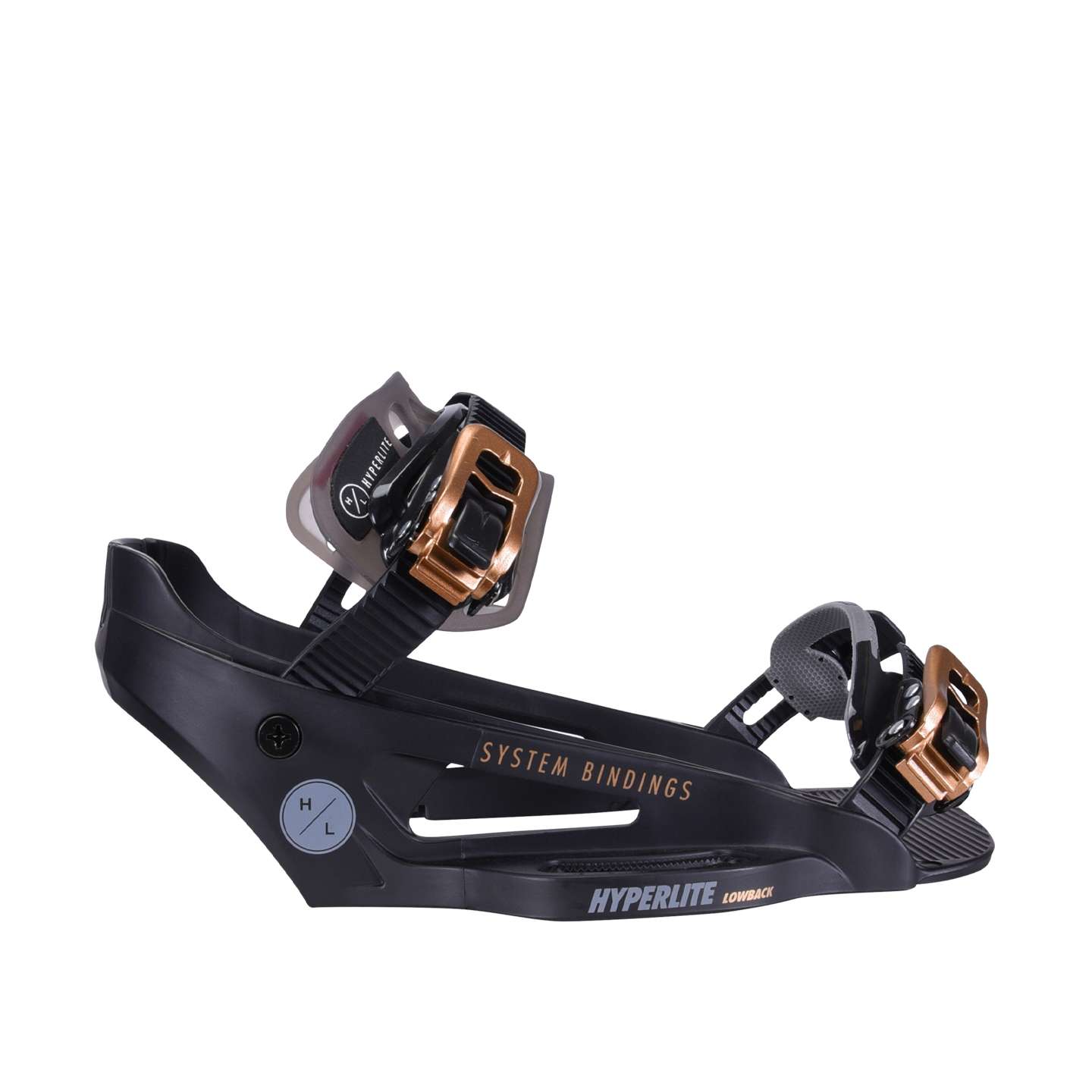 Hyperlite System Lowback Binding Chassis 2026 – wakeboard binding chassis showing the full baseplate, heel support and mounting system