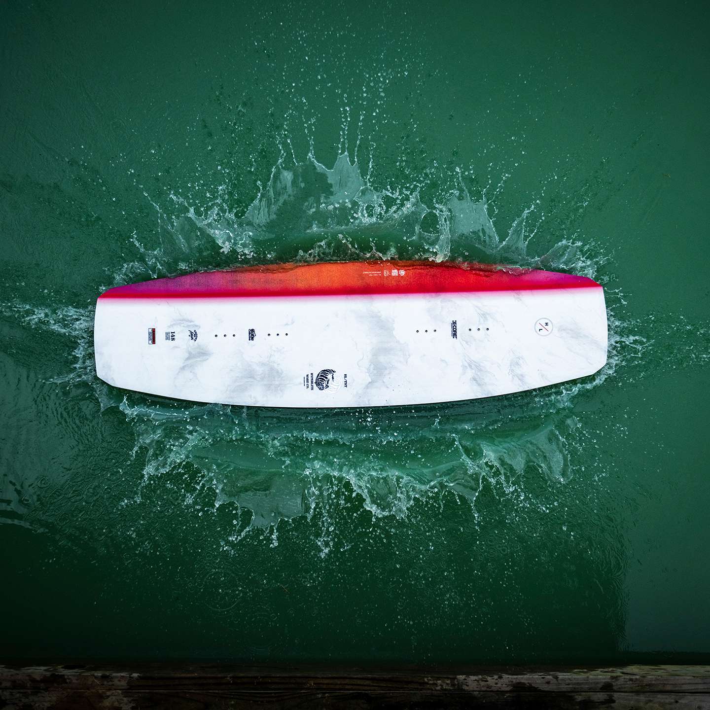 Hyperlite TNT 2026 Wakeboard – detail view highlighting the wakeboard base, channels and fin area