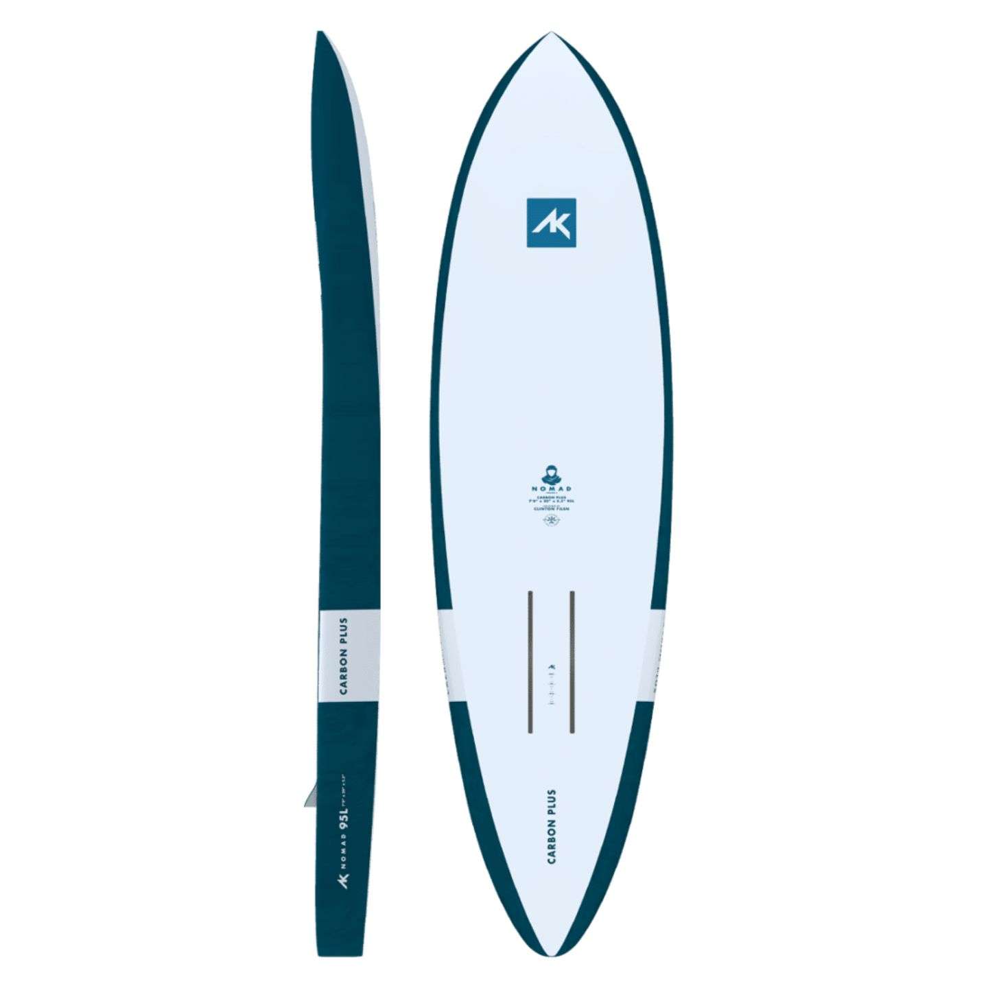 AK Nomad Foil Board v2 Carbon Plus deck view showing the EVA traction pad, stance area, rails and nose shape