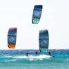 Cabrinha FX 2021 Kite action image with the kite flying above the water, showing canopy shape, stability and on-water kitesurf performance