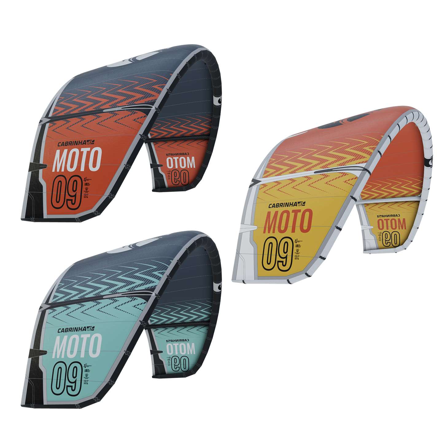Cabrinha Moto 2021 Kite close-up detail of the kite canopy panels, reinforced leading edge, bridle points and stitching construction