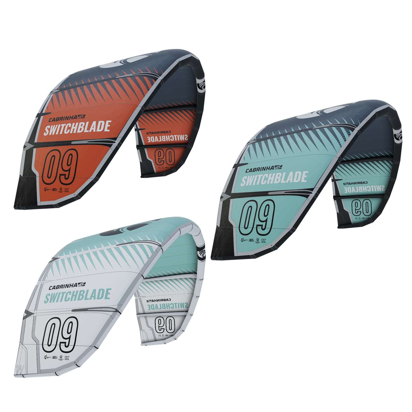 Cabrinha Switchblade 2021 Kite close-up detail of the kite canopy panels, reinforced leading edge, bridle points and stitching construction