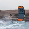 Cabrinha Switchblade 2021 Kite action image with the kite flying above the water, showing canopy shape, stability and on-water kitesurf performance
