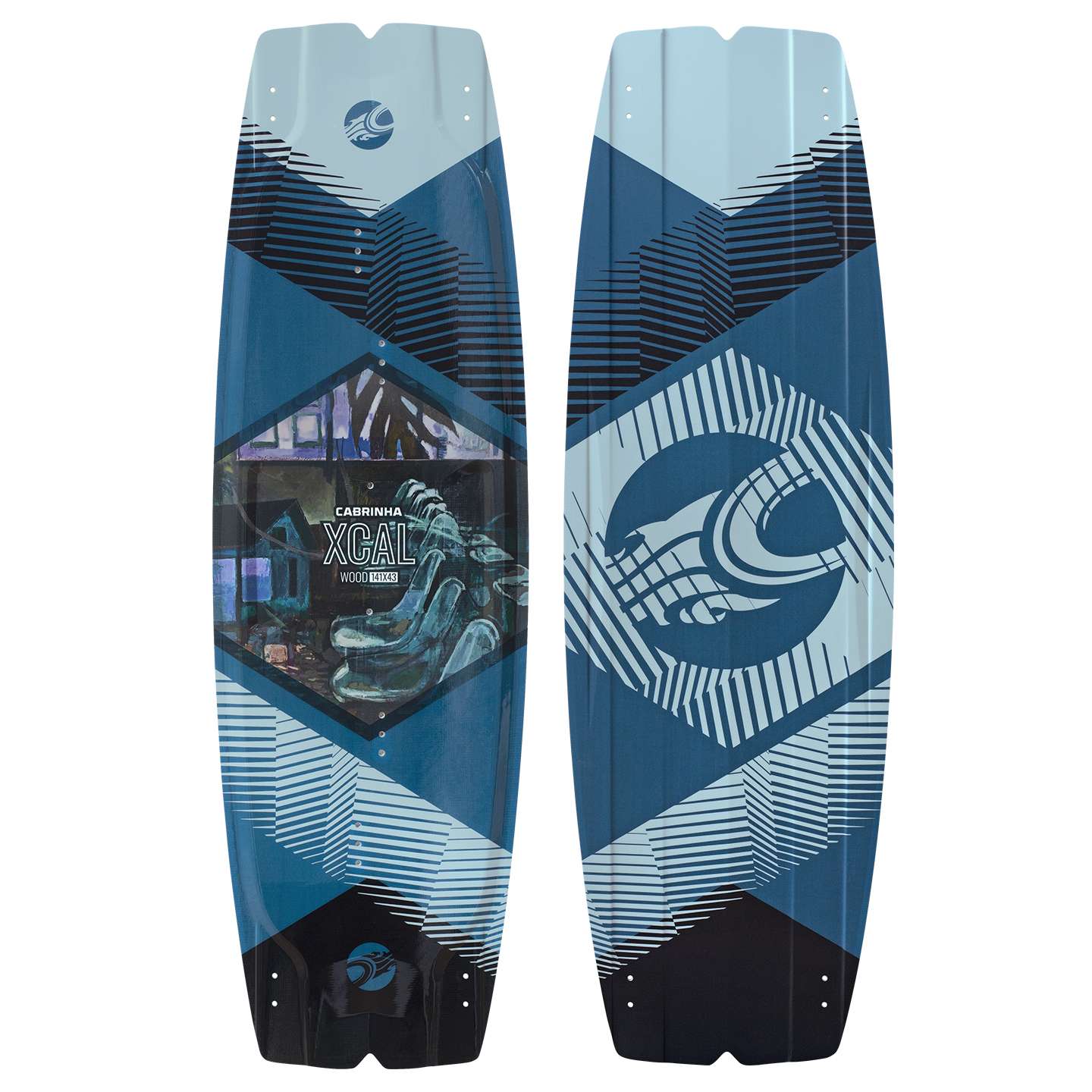 Cabrinha XCaliber Wood 2021 Kiteboard full product cutout, showing the inflated kite canopy, leading edge, strut layout and colourway on a clean background