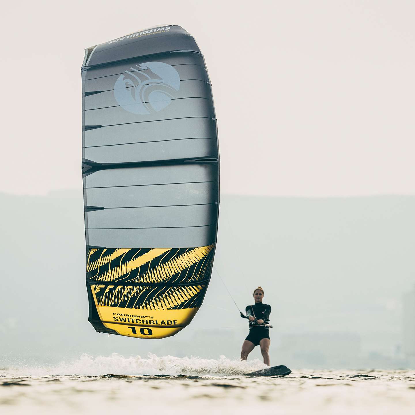 Cabrinha Switchblade 2022 Kite profile view showing the inflated kite arc, swept wingtips, strut depth and aerodynamic canopy shape