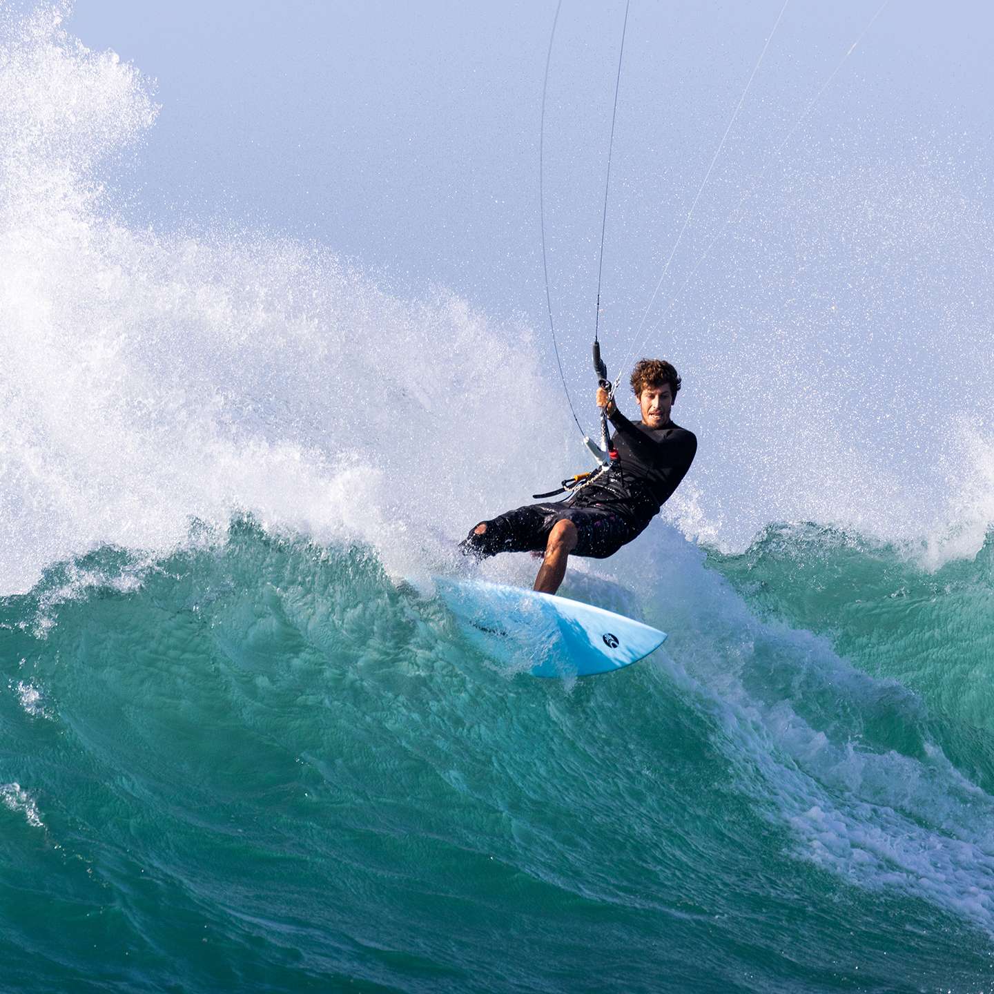 Cabrinha Phantom Kite Surfboard 2023 inflated kite front view showing the full canopy graphics, leading edge curve, strut placement and wingtips