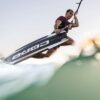 Core Fusion 7 Kiteboard deck view showing graphics, stance area and footstrap inserts