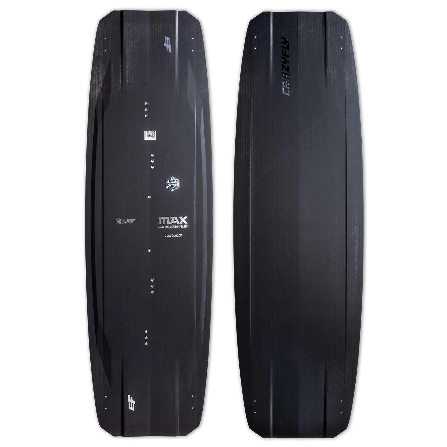 Crazyfly Max 2026 Kiteboard studio product image showing the board outline and graphics