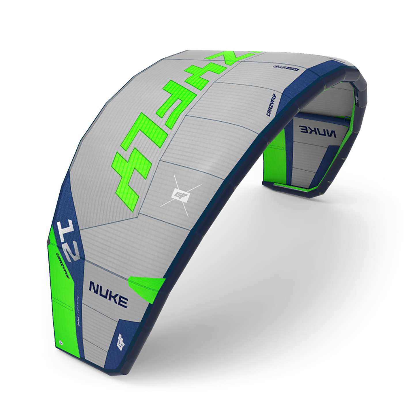 Crazyfly Nuke 2025 Kite alternate canopy view showing the kite profile and panel layout