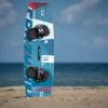 Crazyfly Raptor 2025 Kiteboard base view showing the underside graphics and board shape