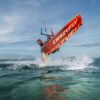 Crazyfly Raptor Extreme 2025 Kiteboard deck view highlighting the top graphics and stance area