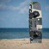 Crazyfly Raptor Ltd 2025 Kiteboard base view showing the underside graphics and board shape