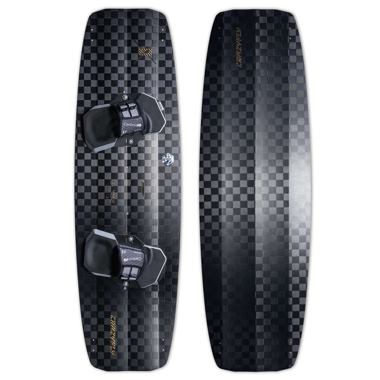 crazyfly-elite-5-board-2025-cutout-zoom Crazyfly Elite V Kiteboard 2026 studio product image showing the board outline and graphics