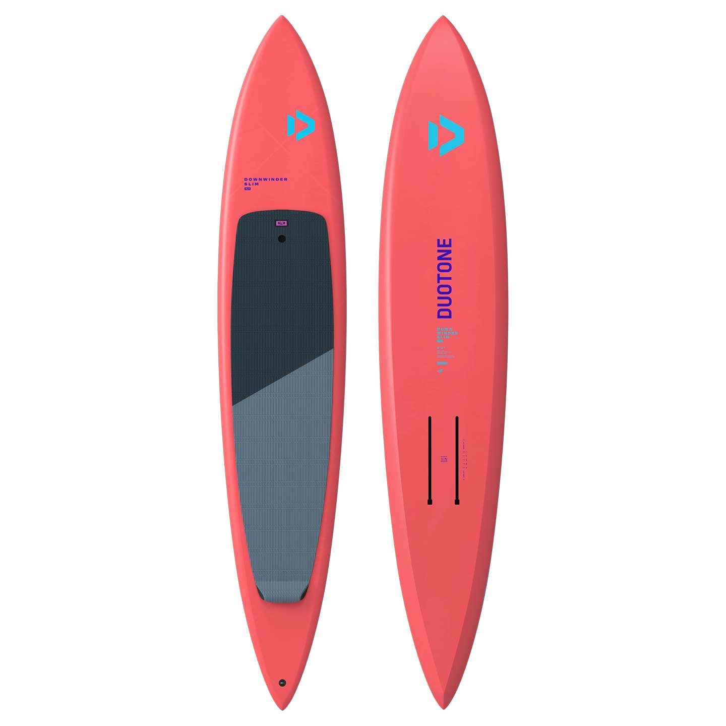 Duotone Downwinder Silm SLS Foil Board 2025 studio product image showing full board outline