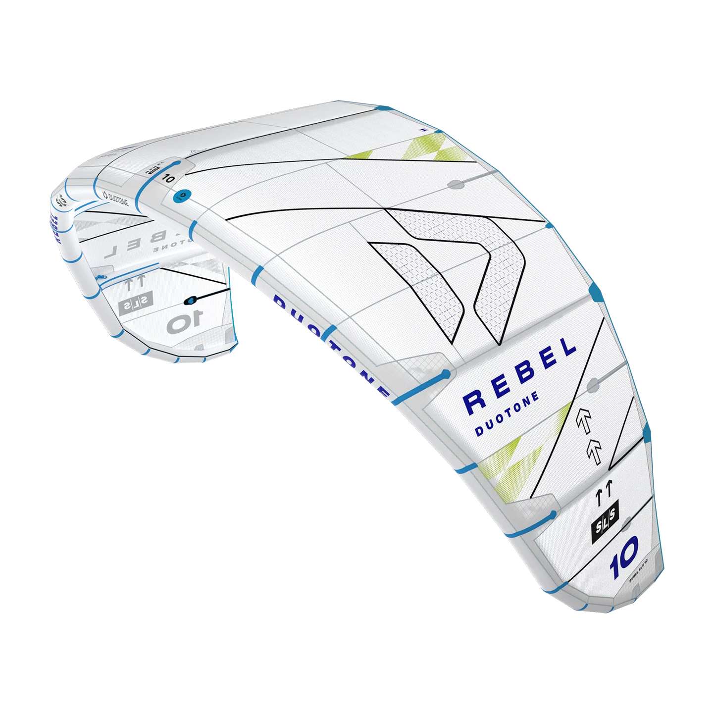 Duotone Rebel SLS Concept Blue Kite 2025 canopy, leading edge and strut detail