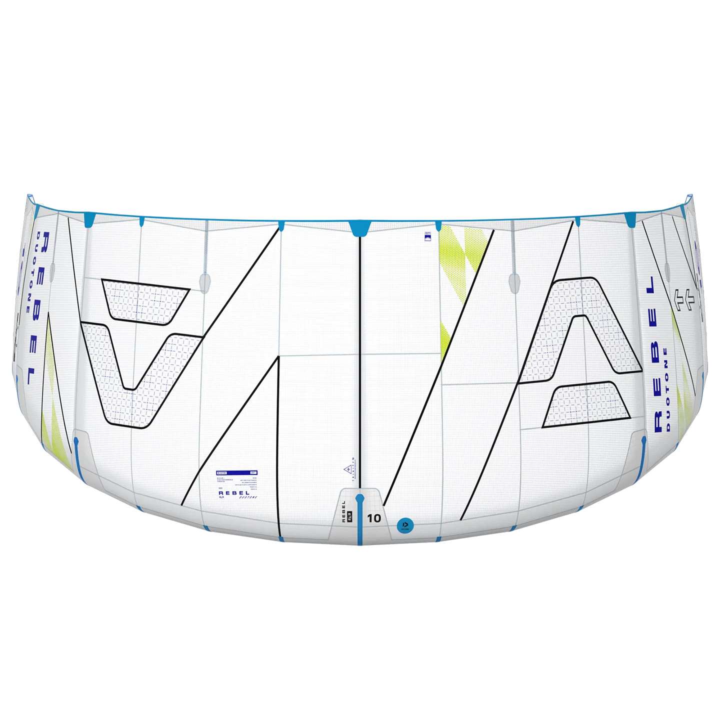 Duotone Rebel SLS Concept Blue Kite 2025 on-water kitesurfing action photo