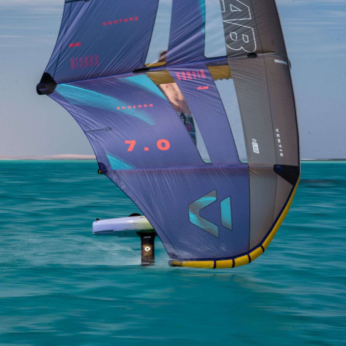 Duotone Ventis FS D/Lab Wing 2025 wing foiling action photo on the water