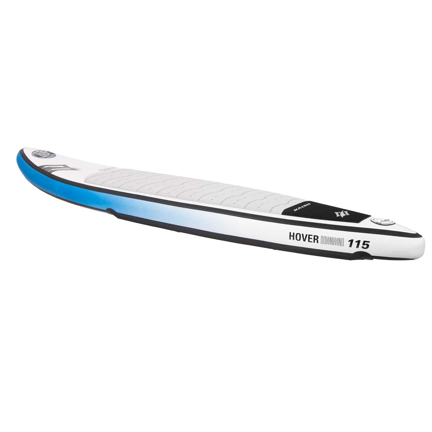 Naish Hover DW Inflatable Wing Foil Board 2025 bottom view showing foil track area