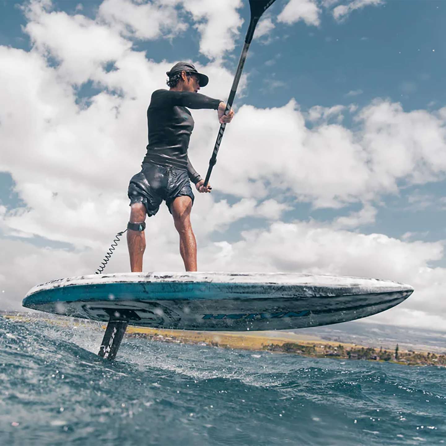 Naish Hover DW Nvision Wing Foil Board 2025 deck view showing pad and stance area