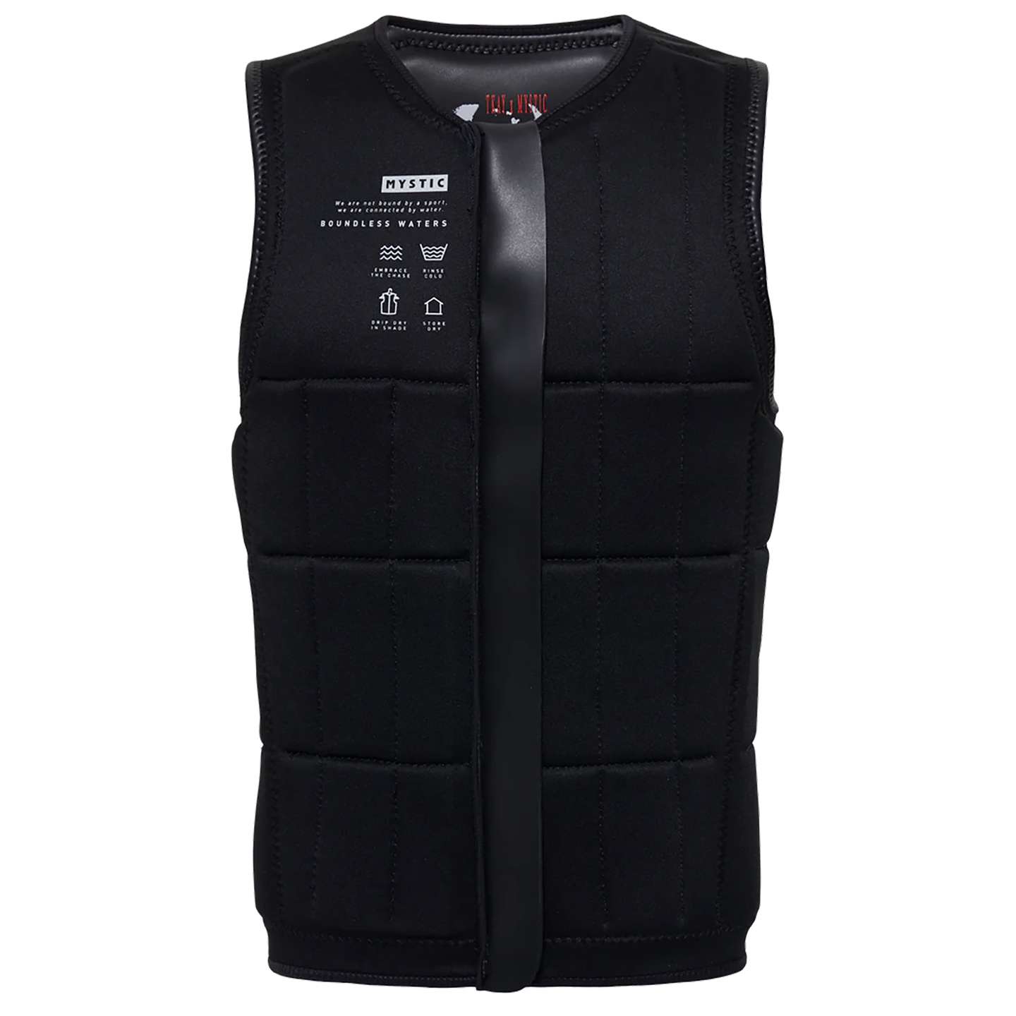Mystic Anarchy FZ Wake Impact Vest 2024 side view showing zip and fit