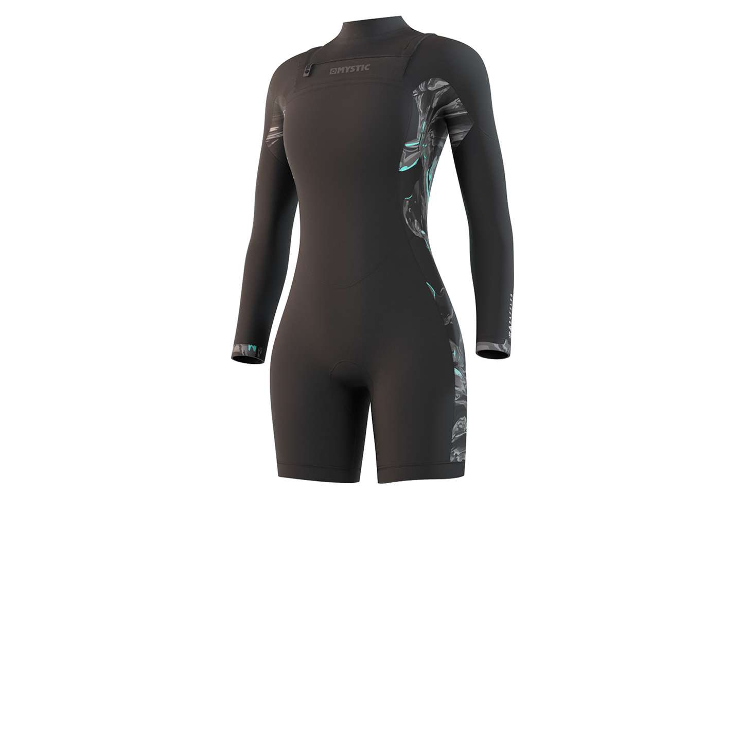 Mystic Womens Dazzled 3/2 LA Shorty Wetsuit 2021 in colour 900 front studio product view