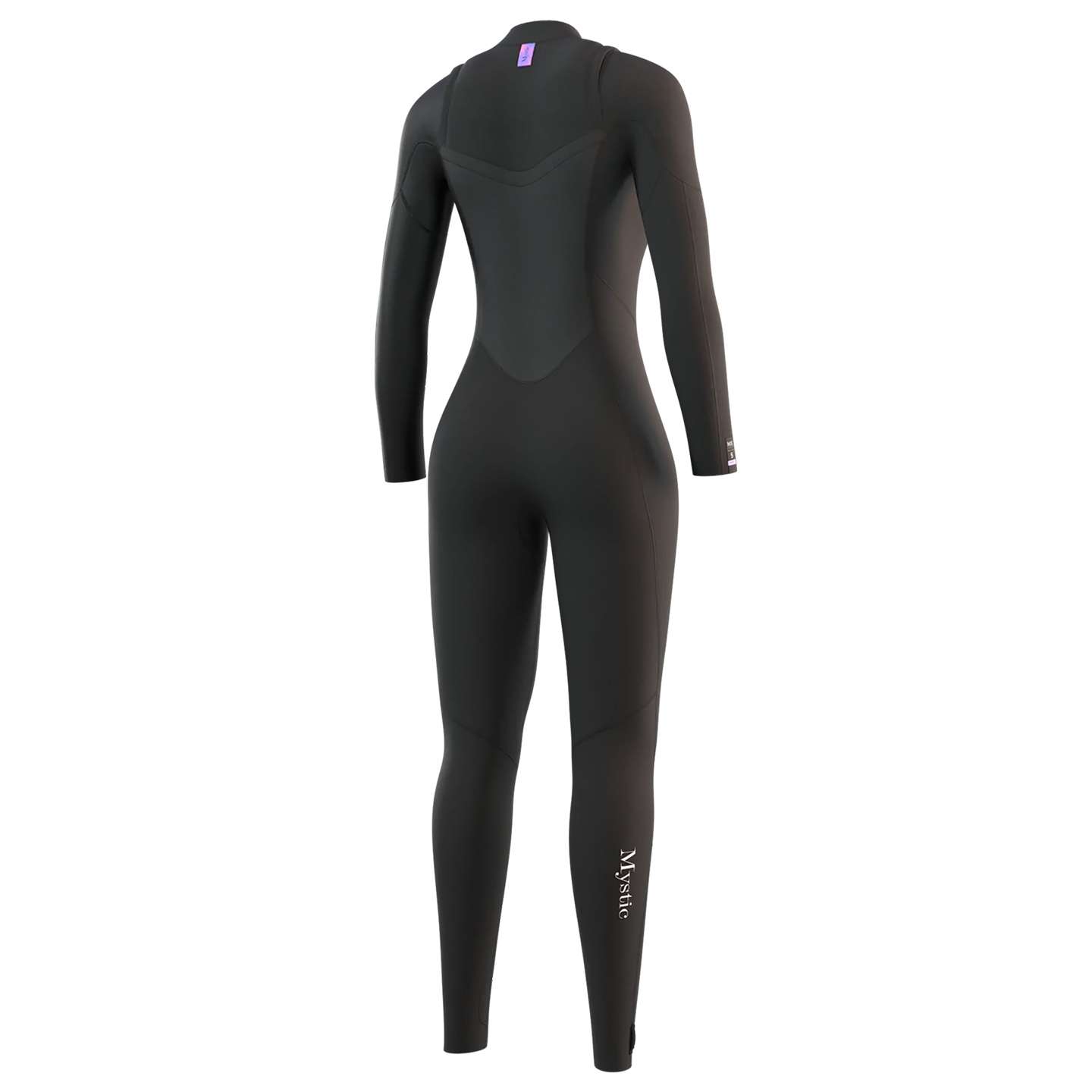 Mystic Womens Jayde 5/4 FZ Wetsuit 2023 in colour 900 back view showing zip and panel layout