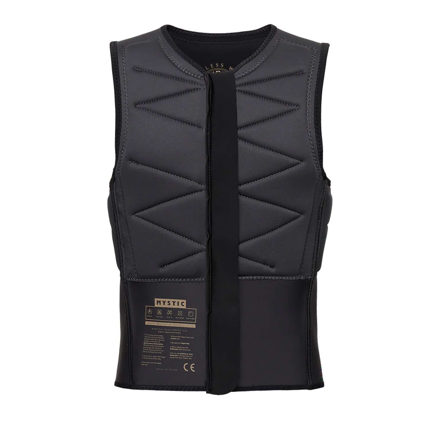 Mystic Outlaw Kite FZ Impact Vest 2025 in colour 900 side view showing zip and fit