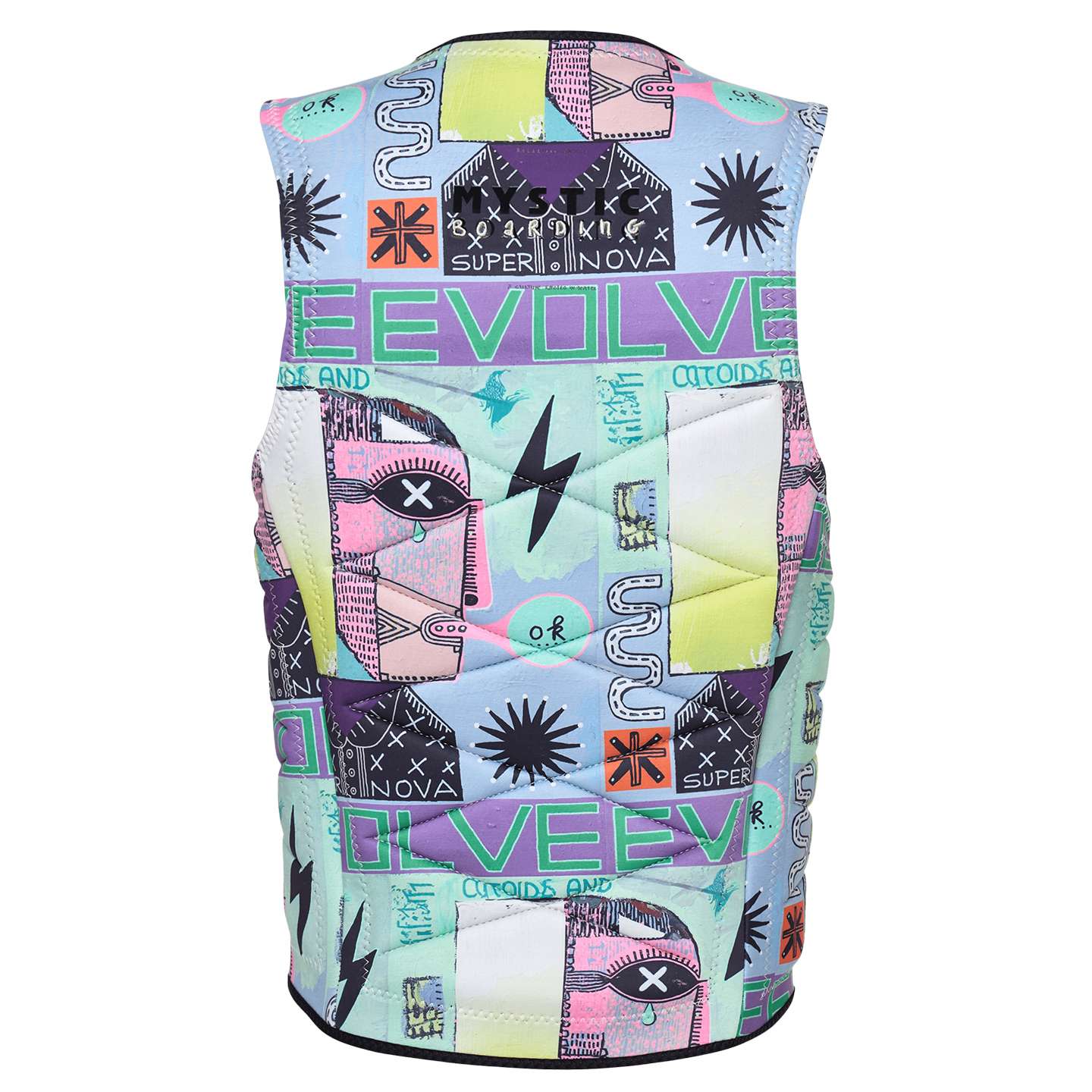 Mystic Outlaw FZ Wake Impact Vest 2025 in colour 115 back view showing flotation panels