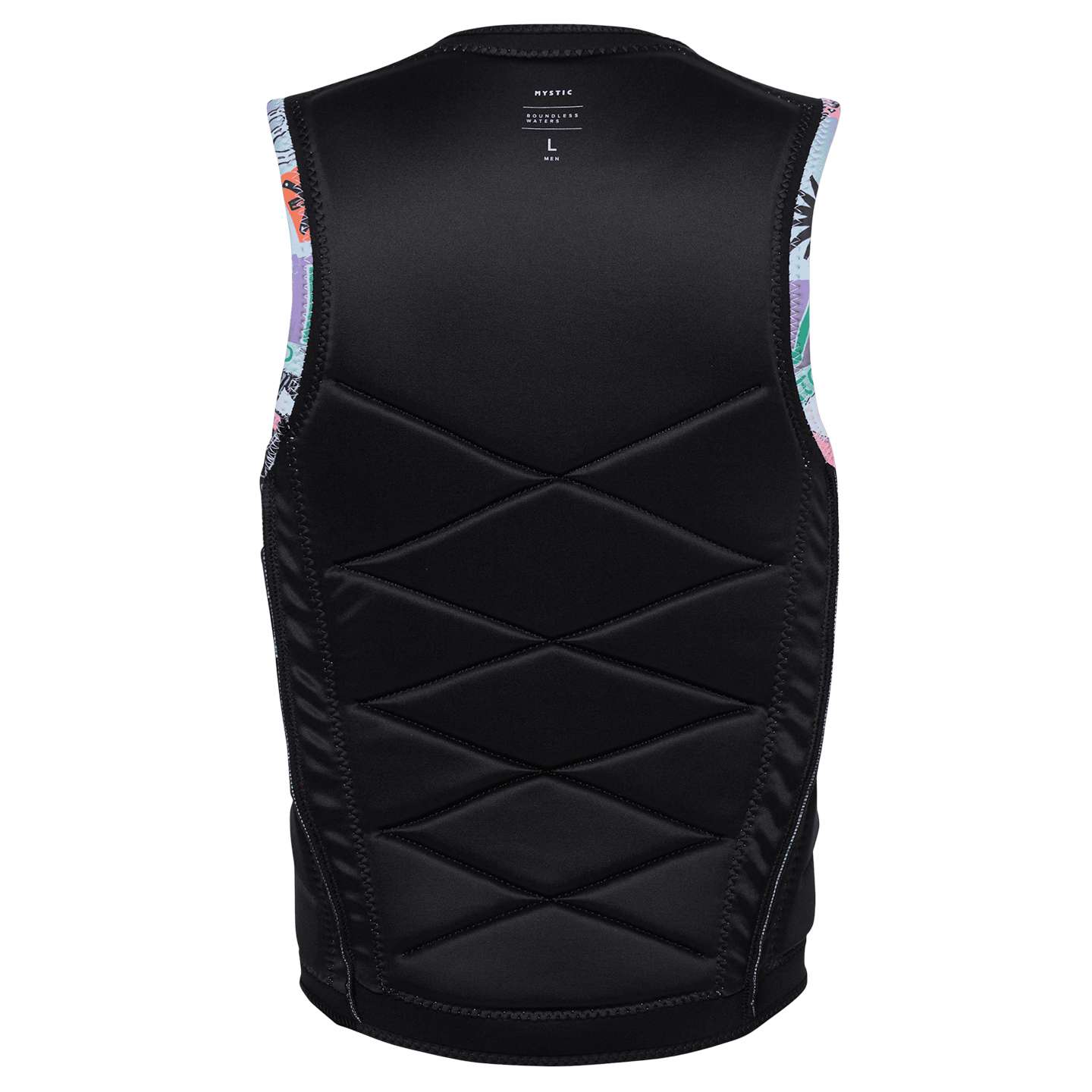 Mystic Outlaw FZ Wake Impact Vest 2025 in colour 115 close-up of impact padding and seams