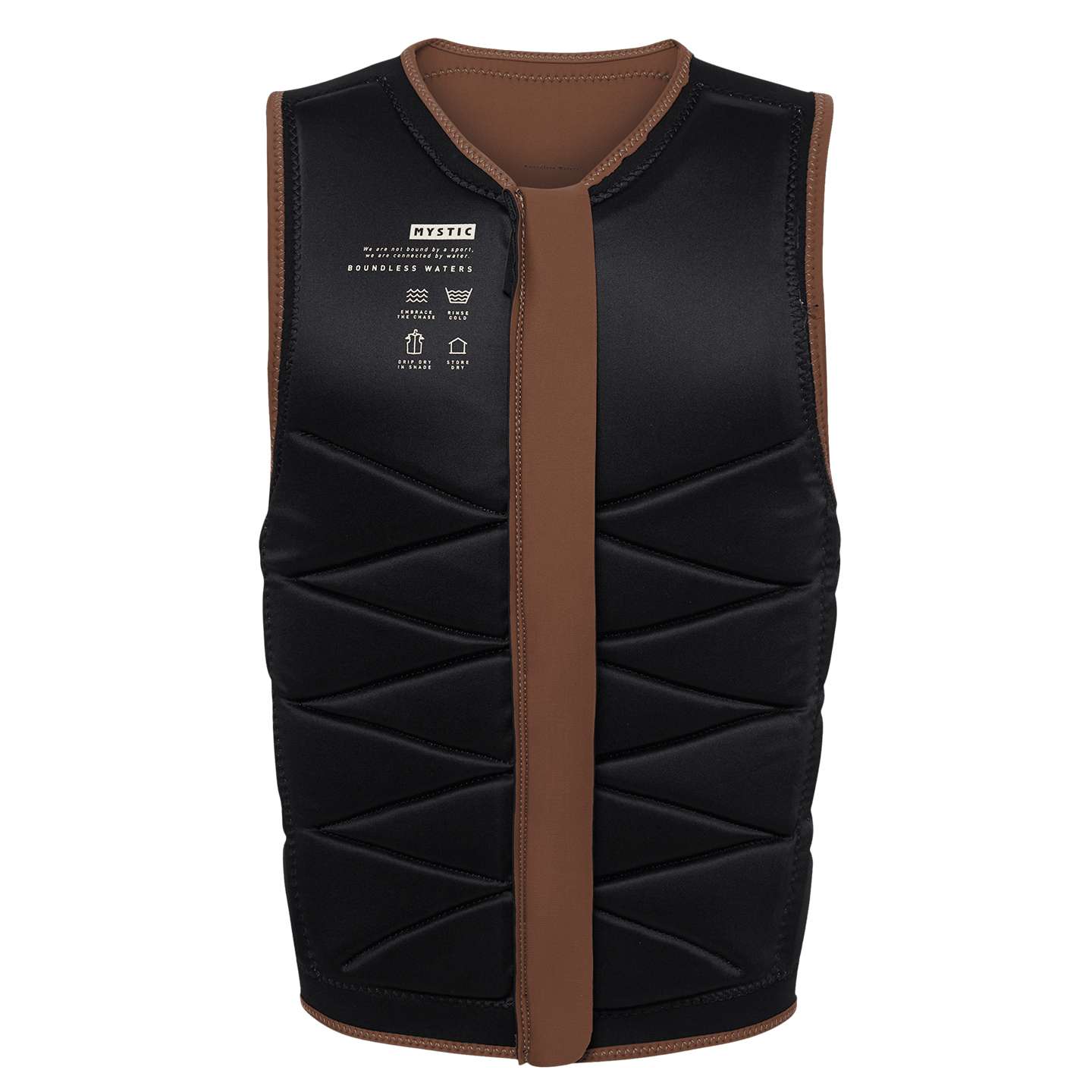 Mystic Outlaw FZ Wake Impact Vest 2026 in colour 700 side view showing zip and fit