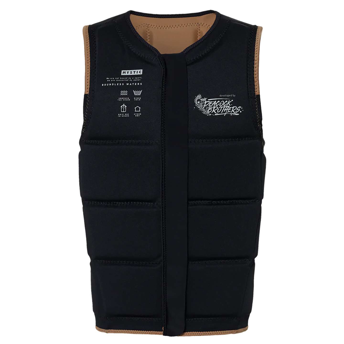 Mystic Peacock FZ Wake Impact Vest 2024 in colour 730 side view showing zip and fit