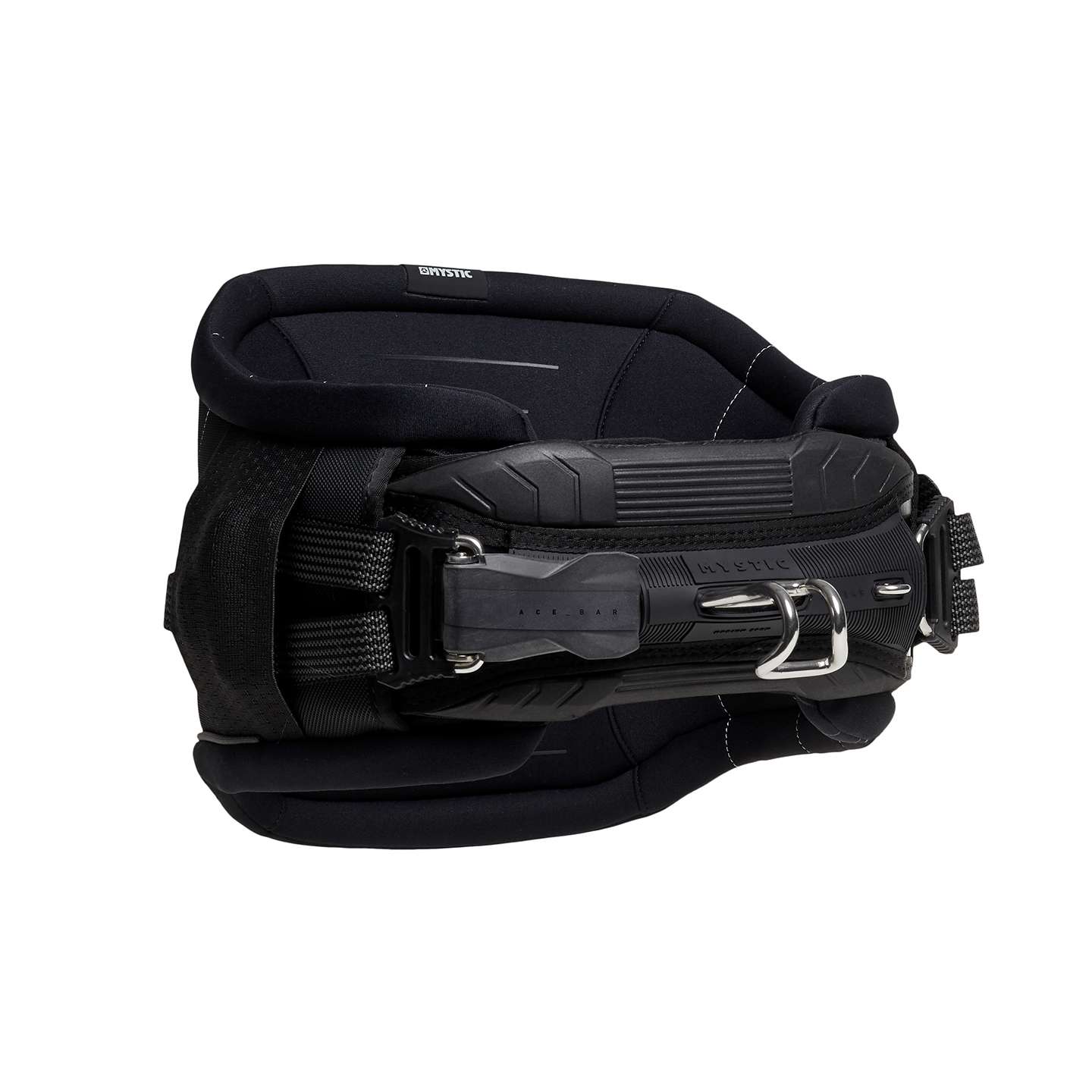 Mystic Star Hybrid Waist Kite Harness 2026 close-up of spreader bar connection and padding