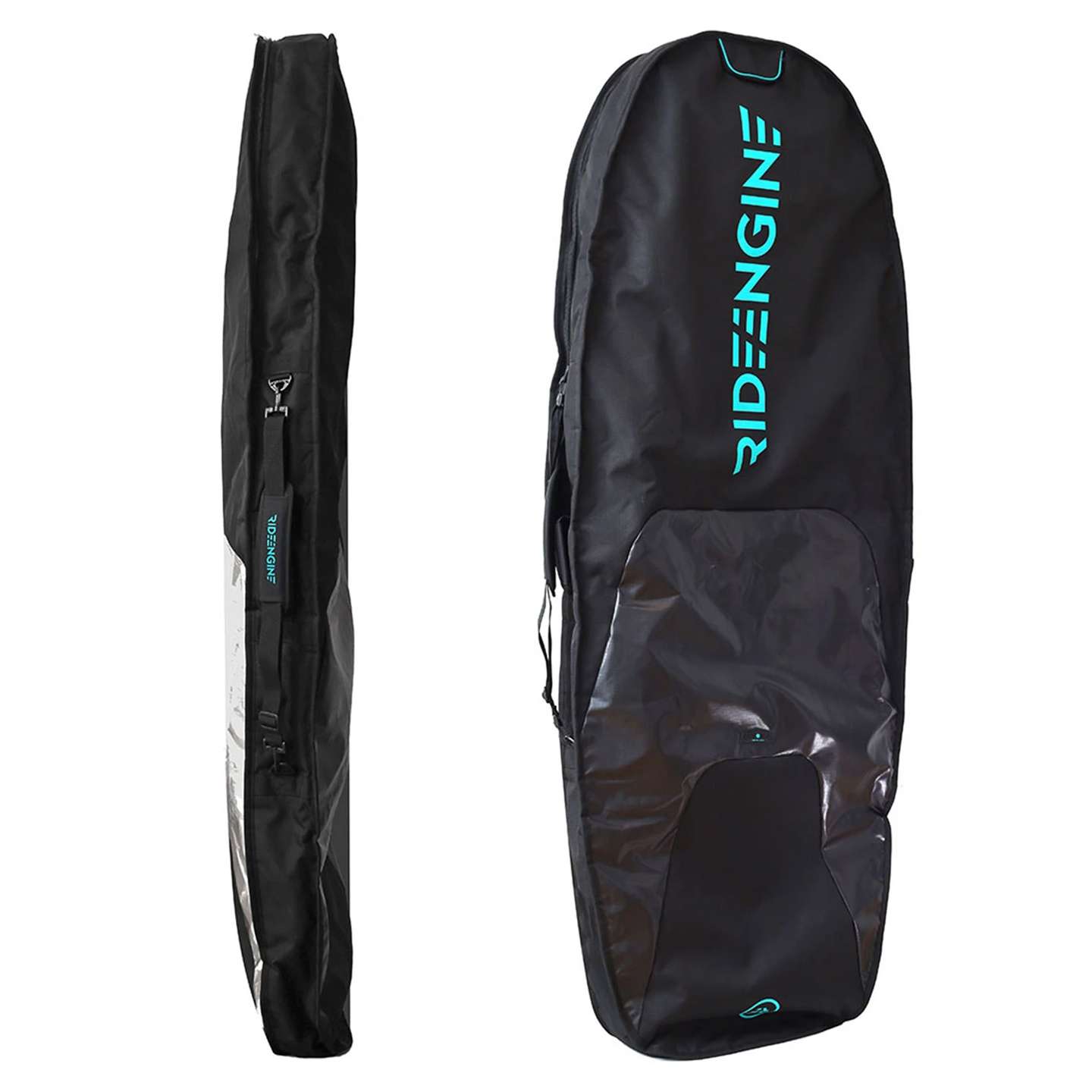 ride-engine-2021-foil-boardbag-alt2-zoom Ride Engine Day Strike 7'6 Foil Boardbag handle and zip detail showing padded travel protection and storage features