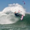 Reedin SuperWave 2024 Kite Surfboard deck grip and strapless stance view