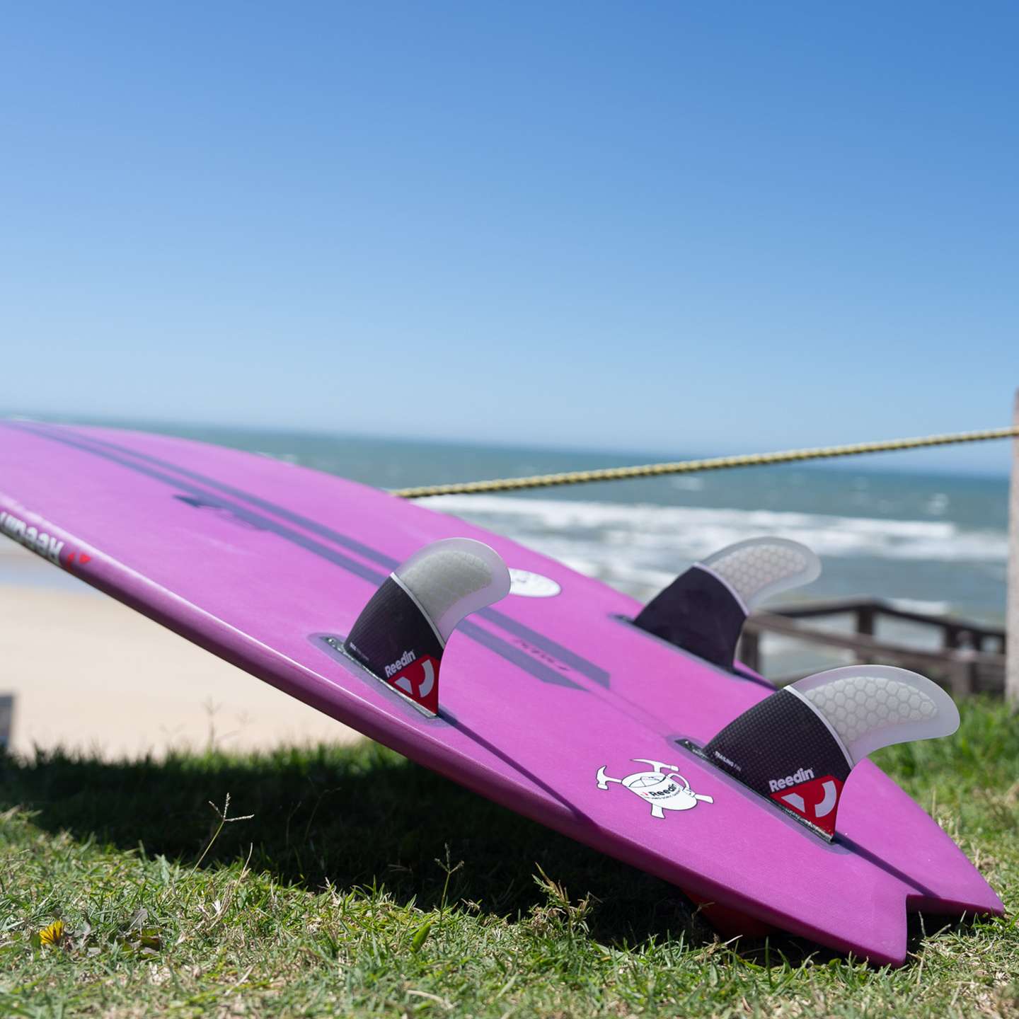 Reedin SuperWave 2024 Kite Surfboard bottom shape and fin box view