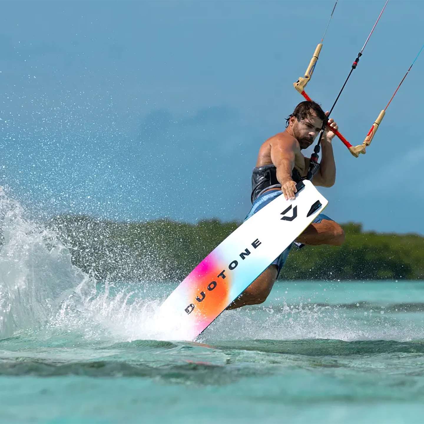 Duotone Select Concept Blue Kiteboard 2026 deck graphic and footpad area view