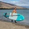 Fanatic Fly Air Premium 2023 10'8 Inflatable SUP with premium construction, deck view showing pad and fittings