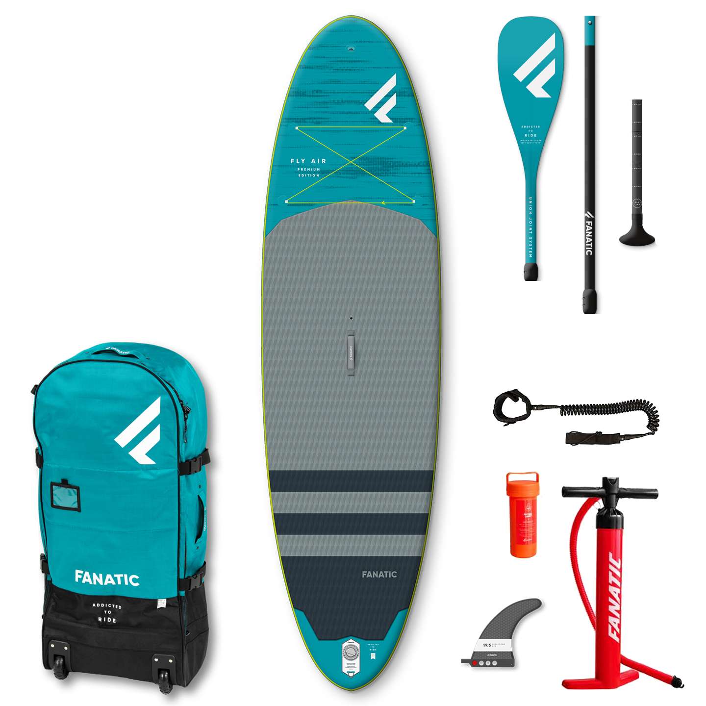 Fanatic Fly Air Premium 2023 10'8 Inflatable SUP with premium construction, studio product image