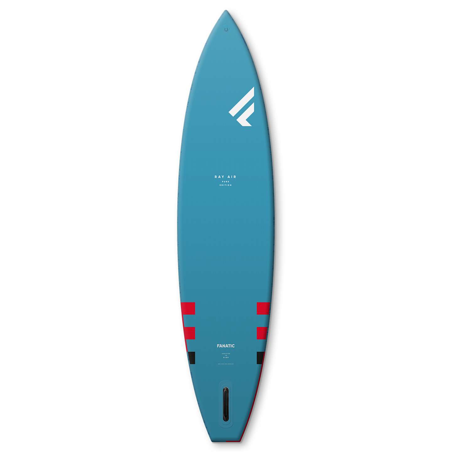 Fanatic Ray Air 2023 12'6 Inflatable SUP, bottom view showing inflatable board shape