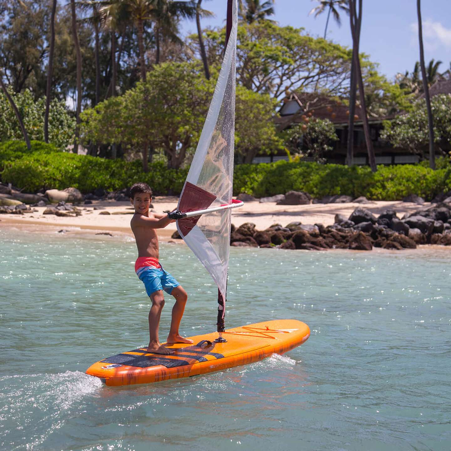 Fanatic Ripper Air Windsurf 2023 187 Inflatable SUP, deck view showing pad and fittings