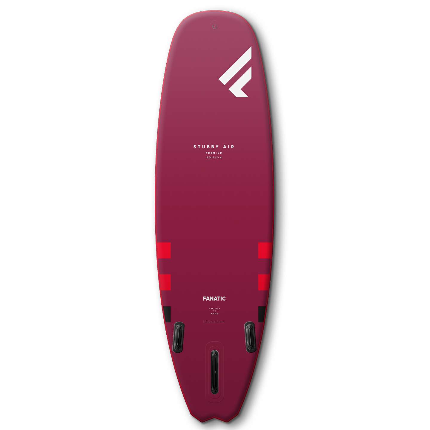 Fanatic Stubby Air Premium 2023 8'6 Inflatable SUP with premium construction, bottom view showing inflatable board shape