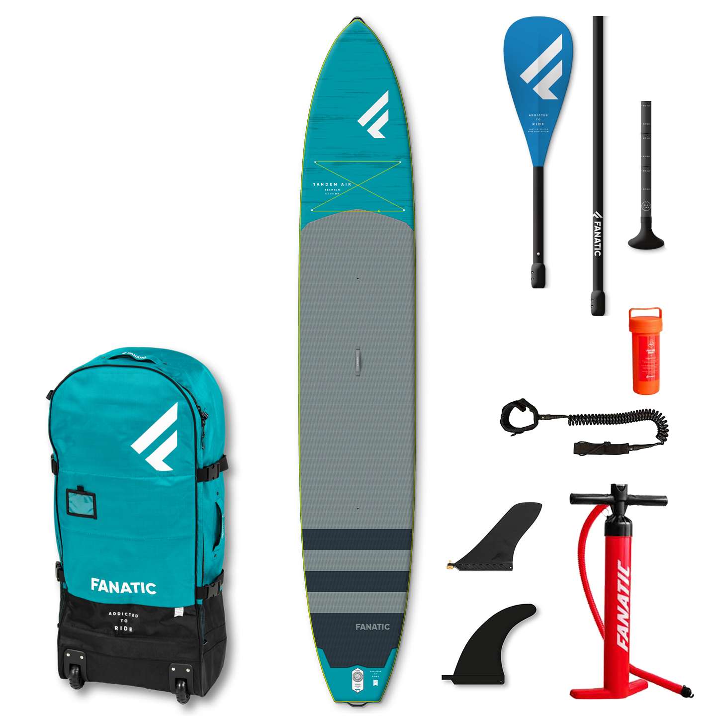 Fanatic Tandem Air Premium 2023 16x34 Inflatable SUP with premium construction, studio product image