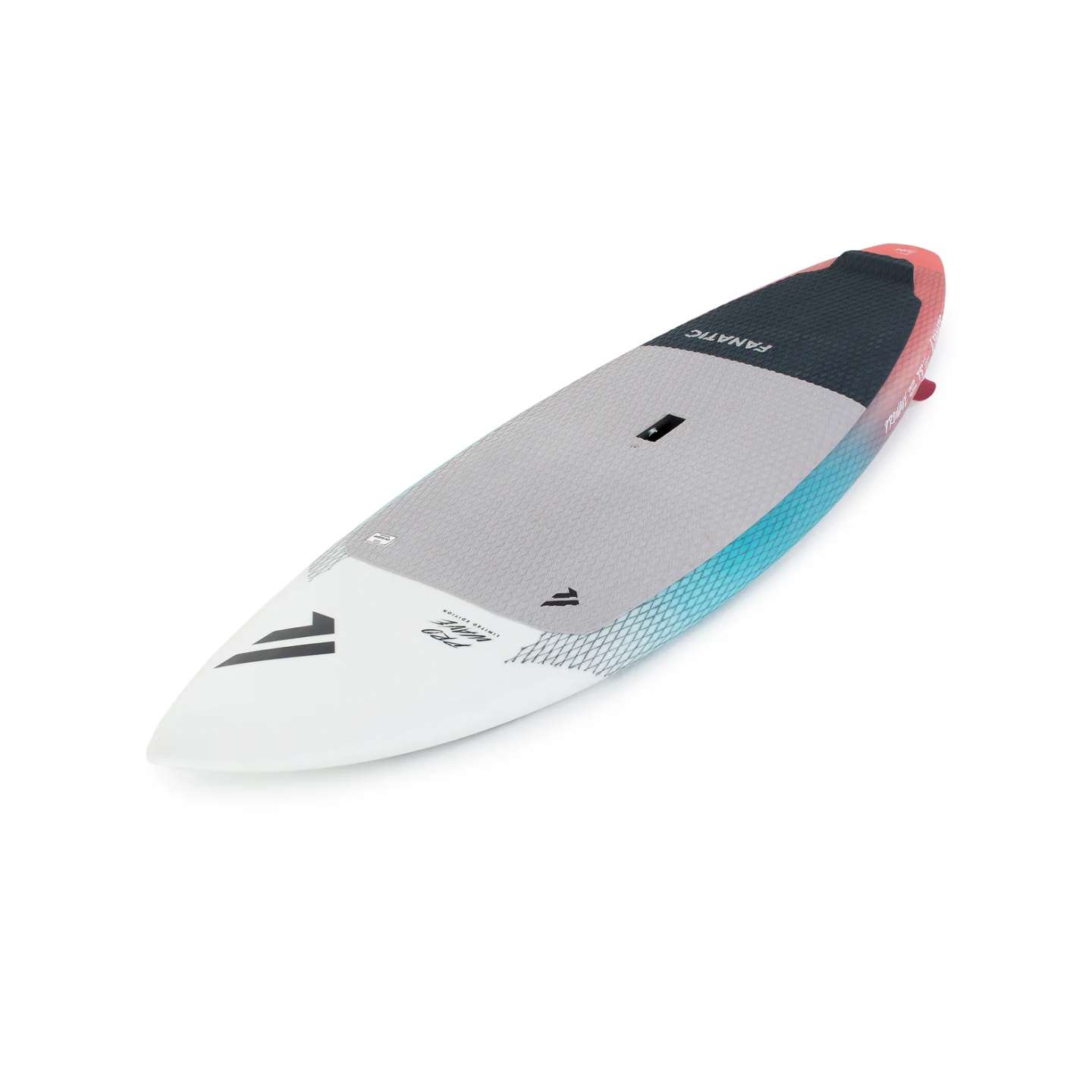 Fanatic ProWave LTD SUP Board 2023 with LTD construction, bottom view showing hull and fin setup