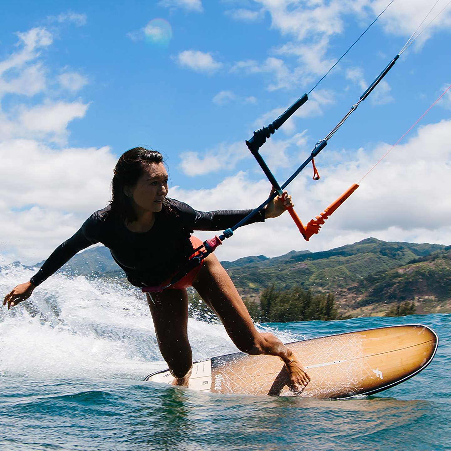 F-One Slice Bamboo 2025 Kite Surfboard deck view