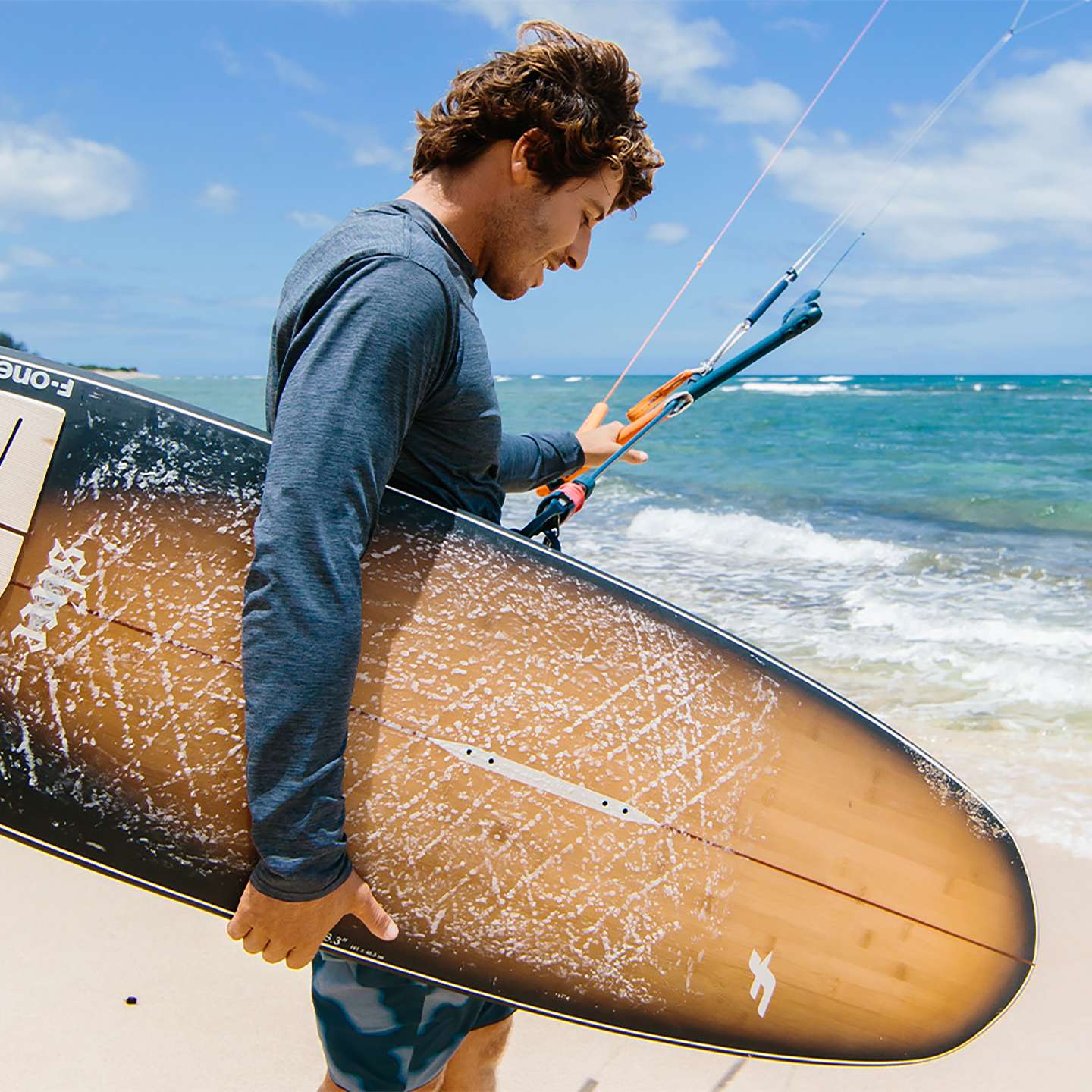 F-One Slice Bamboo 2025 Kite Surfboard bottom graphic view