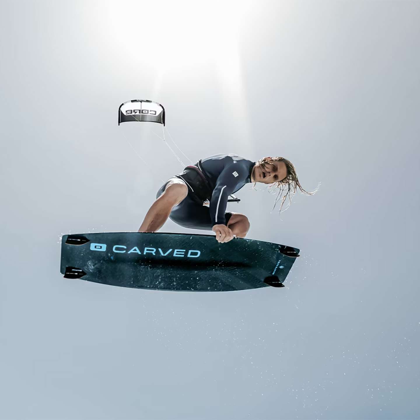 Carved Imperator 7 Limited Edition kiteboard deck and rail detail view