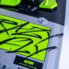 Crazyfly Acton 2026 Kiteboard deck view highlighting the top graphics and stance area
